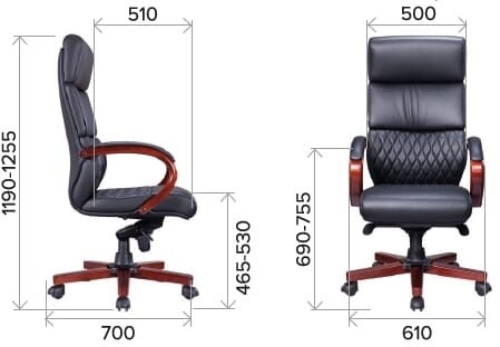 Кресло руководителя Everprof President Wood Кожа Черный