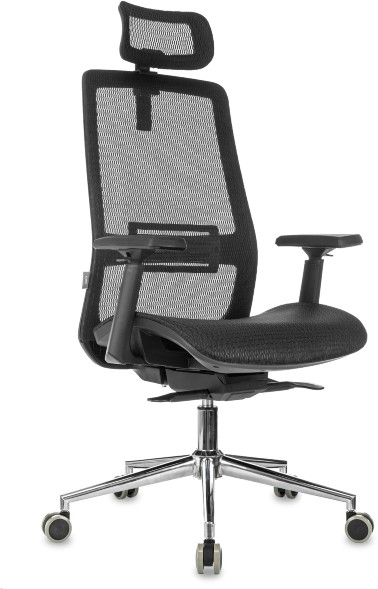 Кресло руководителя Бюрократ MC-912-H черный сетка с подголов. крестов. металл хром